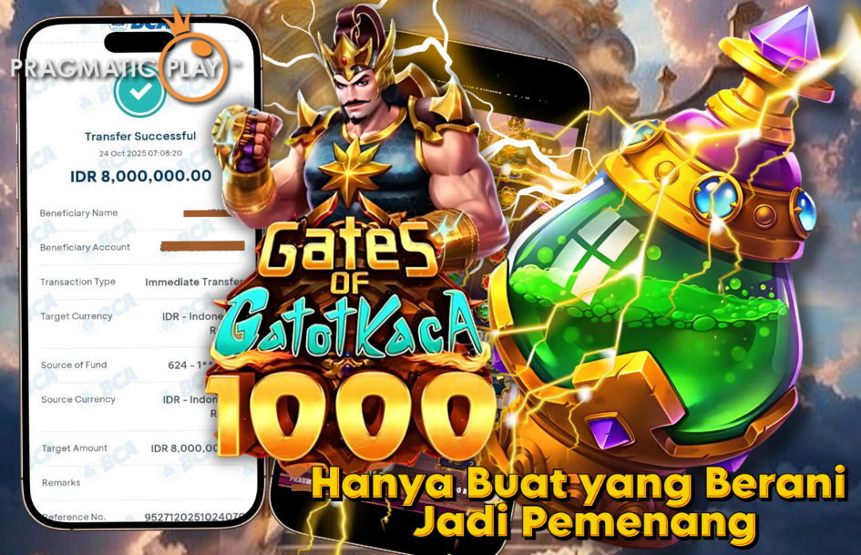 Selamat kepada user id : irw****7 Wede Rp 8.000.000 di Game GATES OF GATOTKACA PRAGMATIC PLAY Cair Gk Sampe 1 Menit! Menang Mudah di Bobaslot77